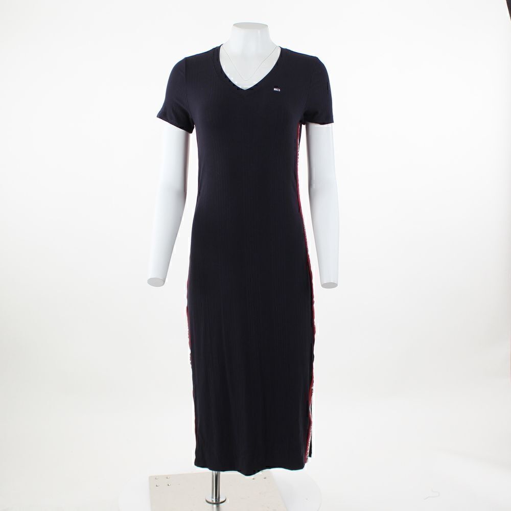 Tommy Jeans Ribbed T-Shirt Dress Sky Captain S - Picture 2 of 5
